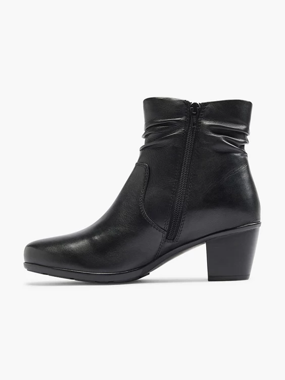 5th Avenue  Black Leather Heeled Ankle Boot