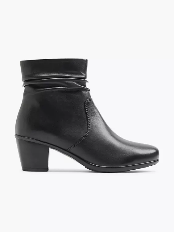 5th Avenue  Black Leather Heeled Ankle Boot