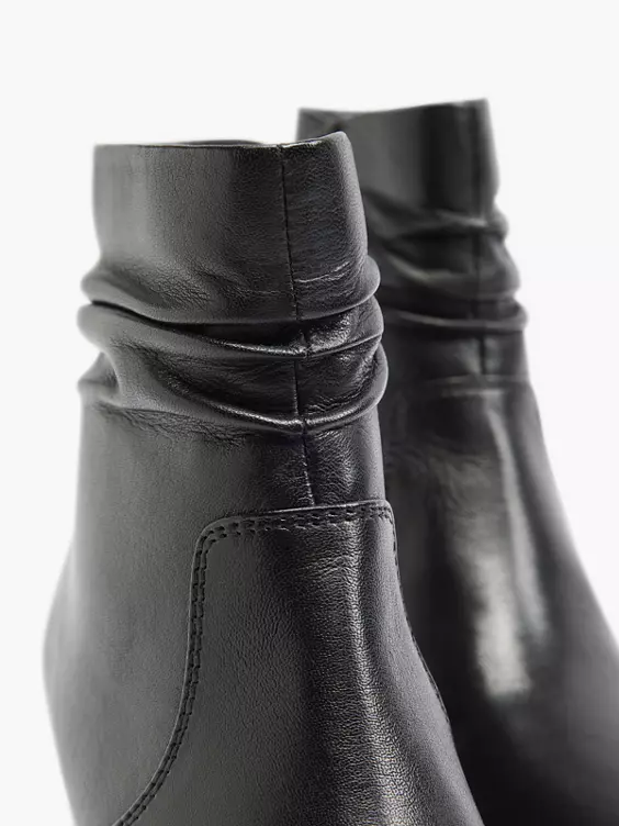 5th Avenue  Black Leather Heeled Ankle Boot