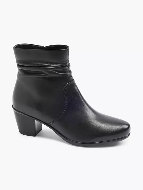 5th Avenue  Black Leather Heeled Ankle Boot