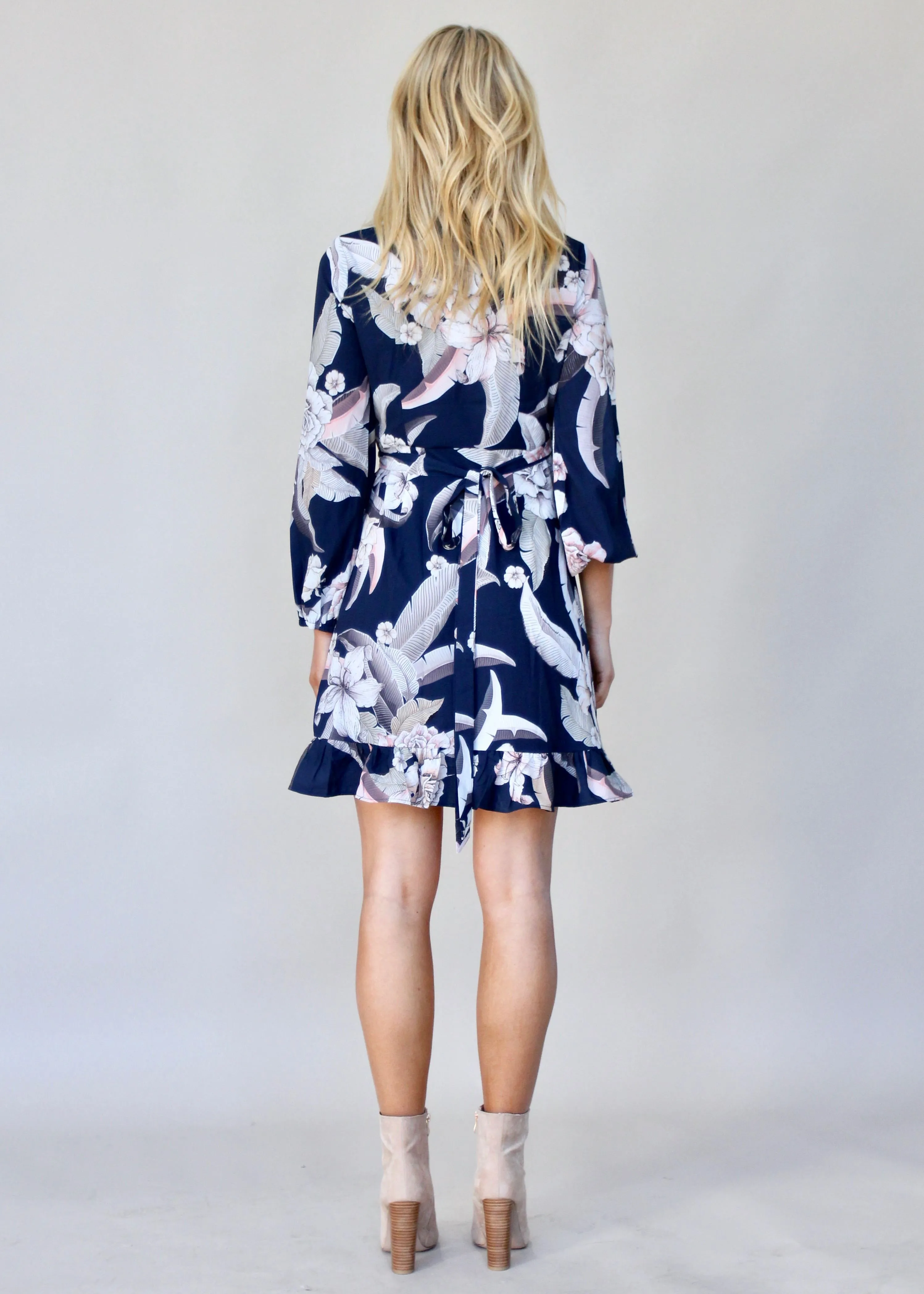 All Your Light Wrap Dress - Navy Floral