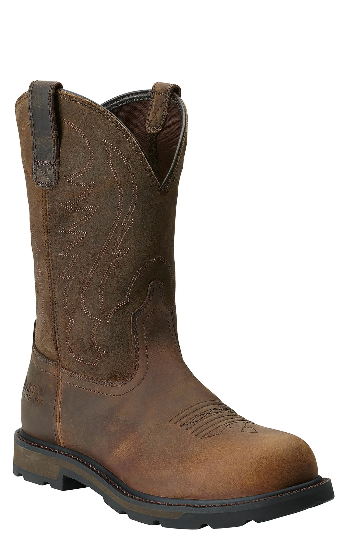 Ariat Men's Groundbreaker Distressed Brown Round Steel Toe Work Boot