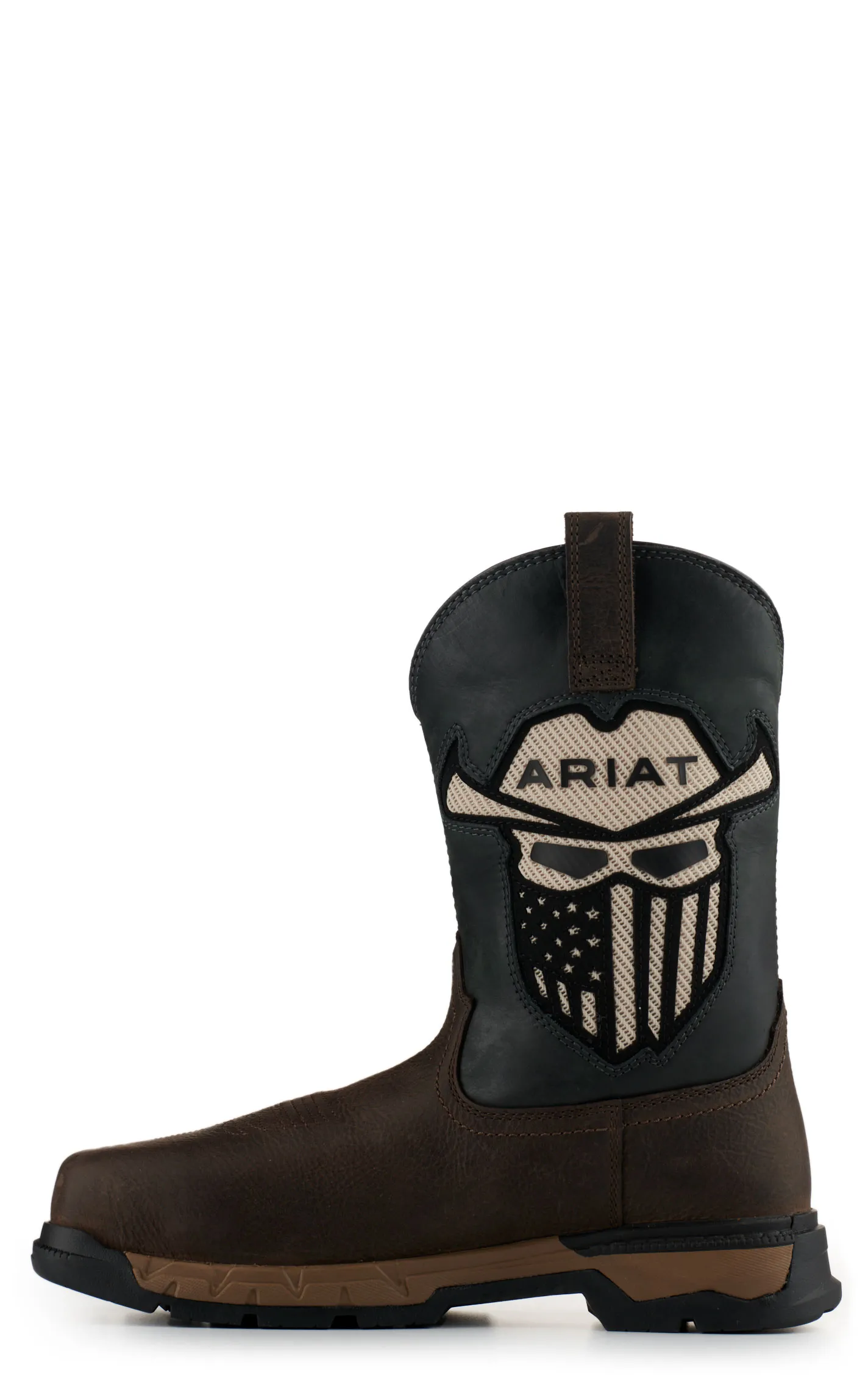 Ariat Men's Rebar Flex Dark Brown & Storm Incognito Skull VentTEK Wide Square Composite Toe Work Boot