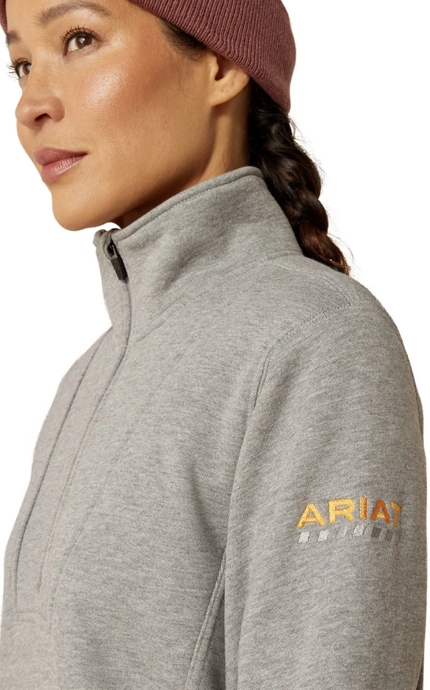 Ariat Rebar Women's Grey Funnel Neck 1/2 Zip Work Pullover