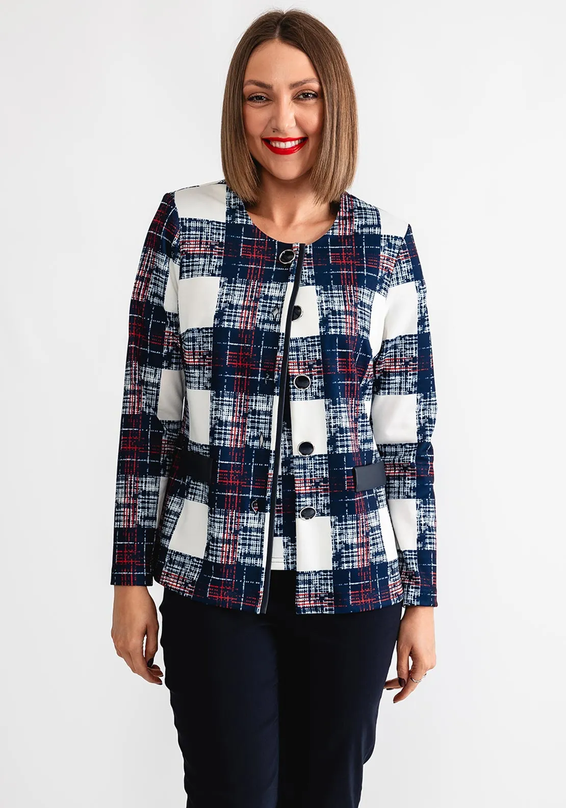 Avalon Check Top and Jacket, Navy