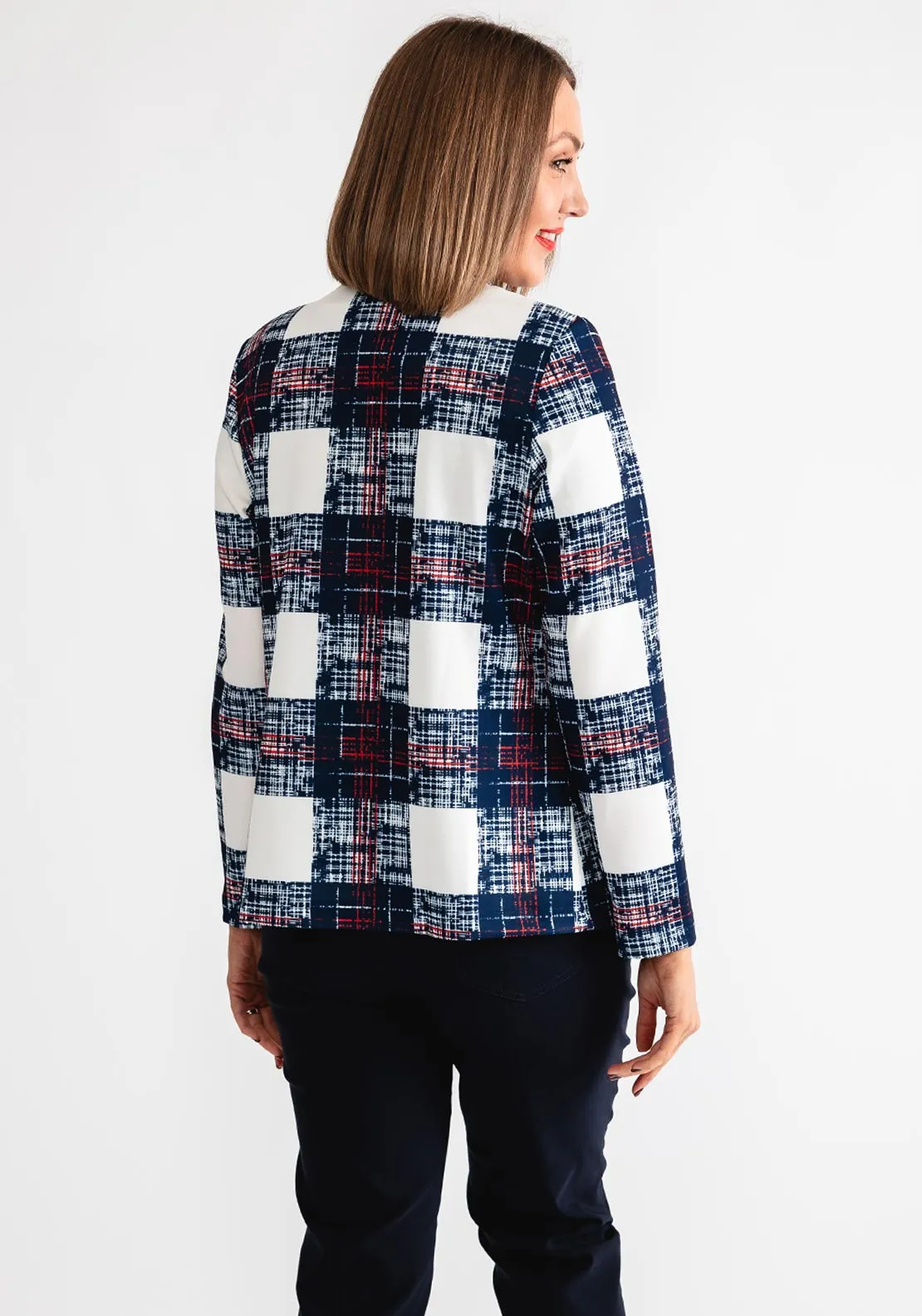 Avalon Check Top and Jacket, Navy