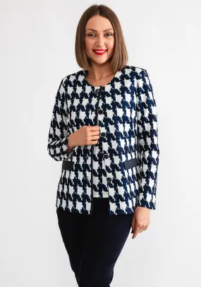 Avalon Houndstooth Top and Jacket, Navy