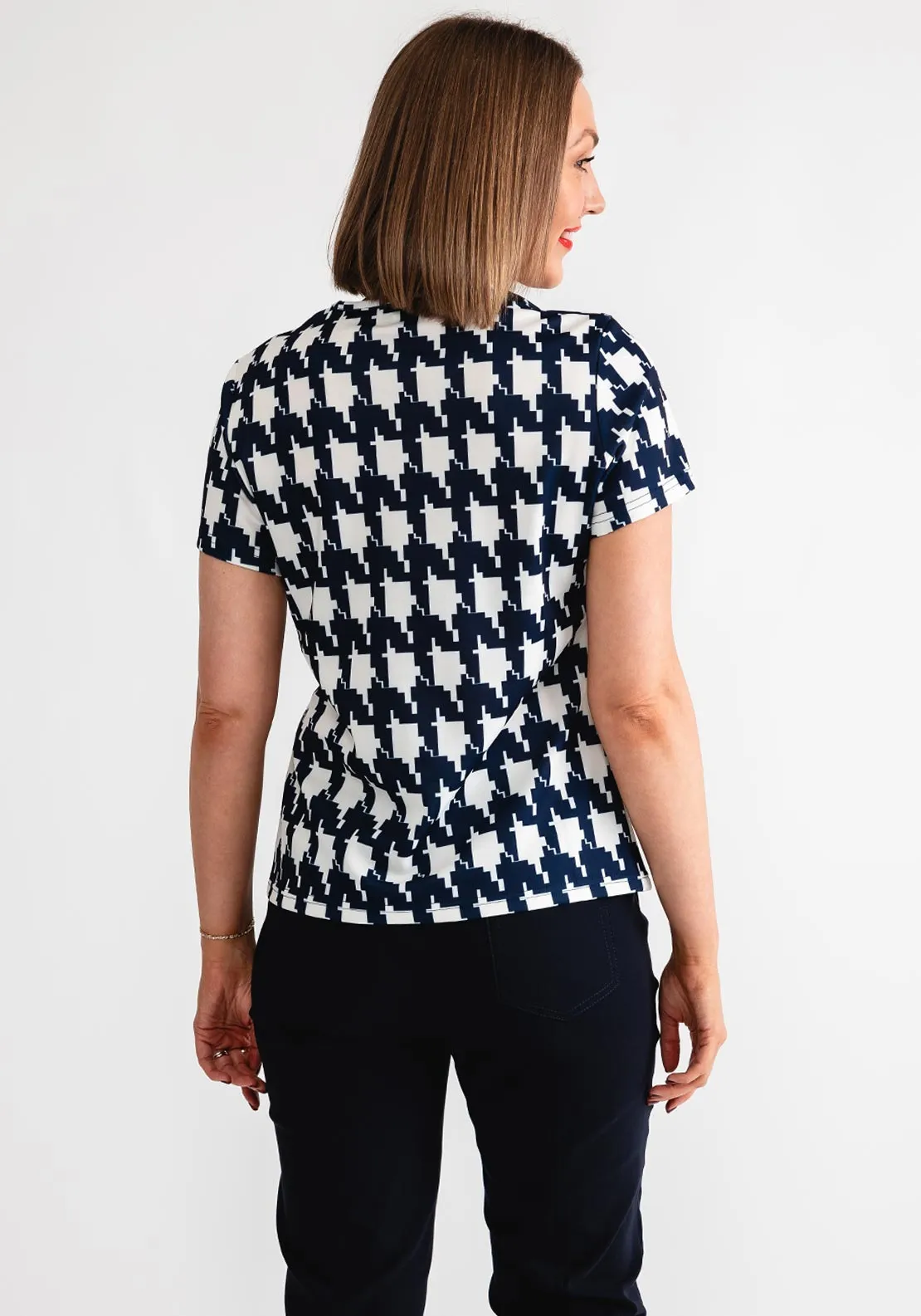 Avalon Houndstooth Top and Jacket, Navy