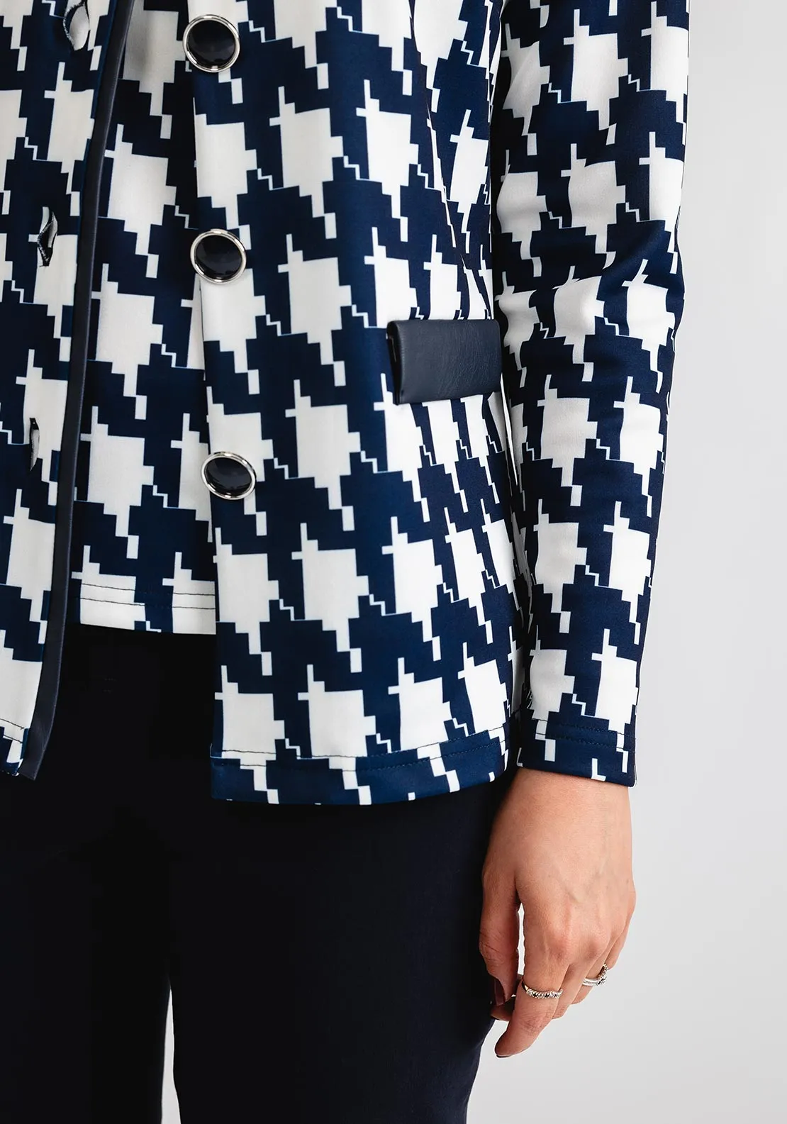 Avalon Houndstooth Top and Jacket, Navy