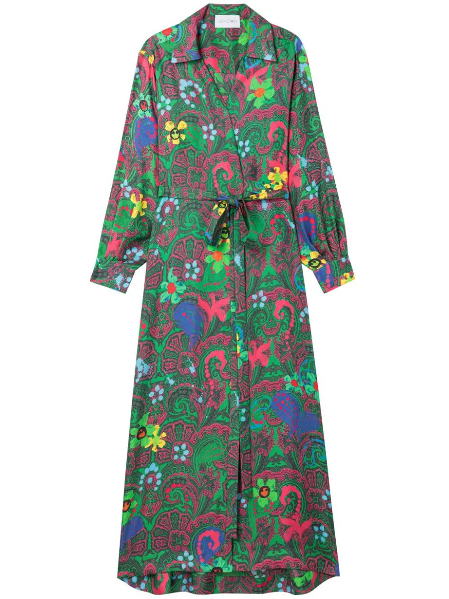 Az Factory Pre    Az Factory Pre Paisley Print Long Wrap Dress