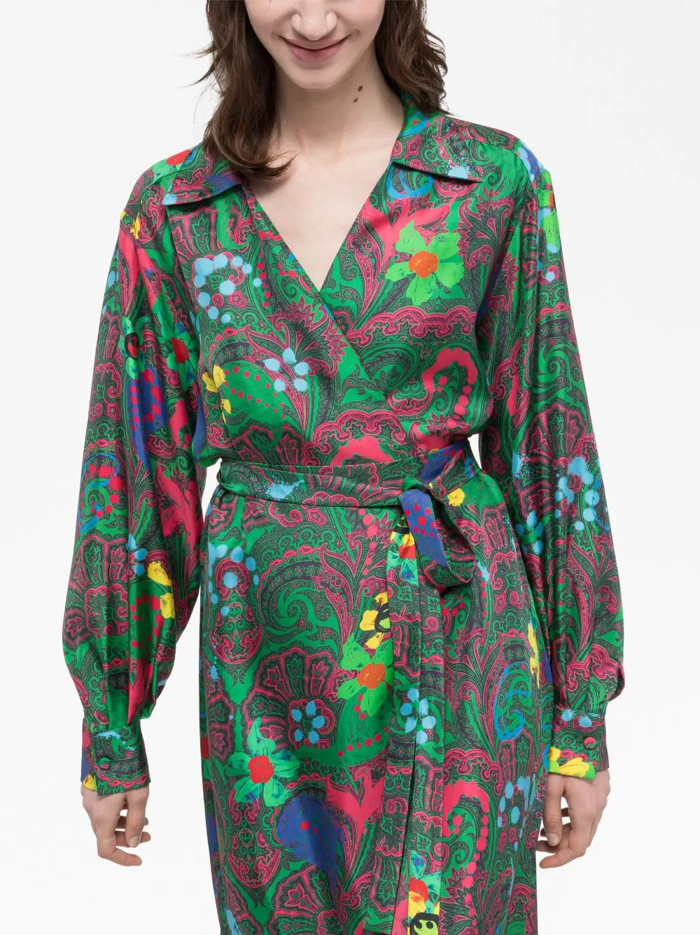 Az Factory Pre    Az Factory Pre Paisley Print Long Wrap Dress