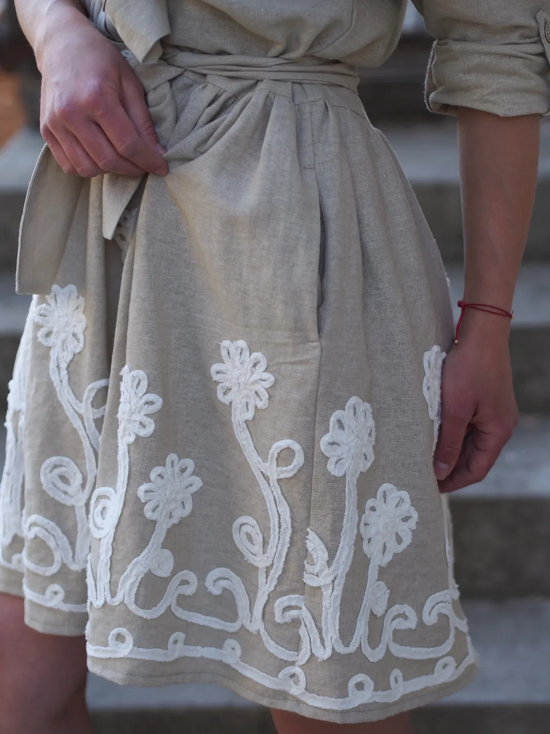 Beige linen dress/women linen dress/summer linen dress/extravagant linen dress