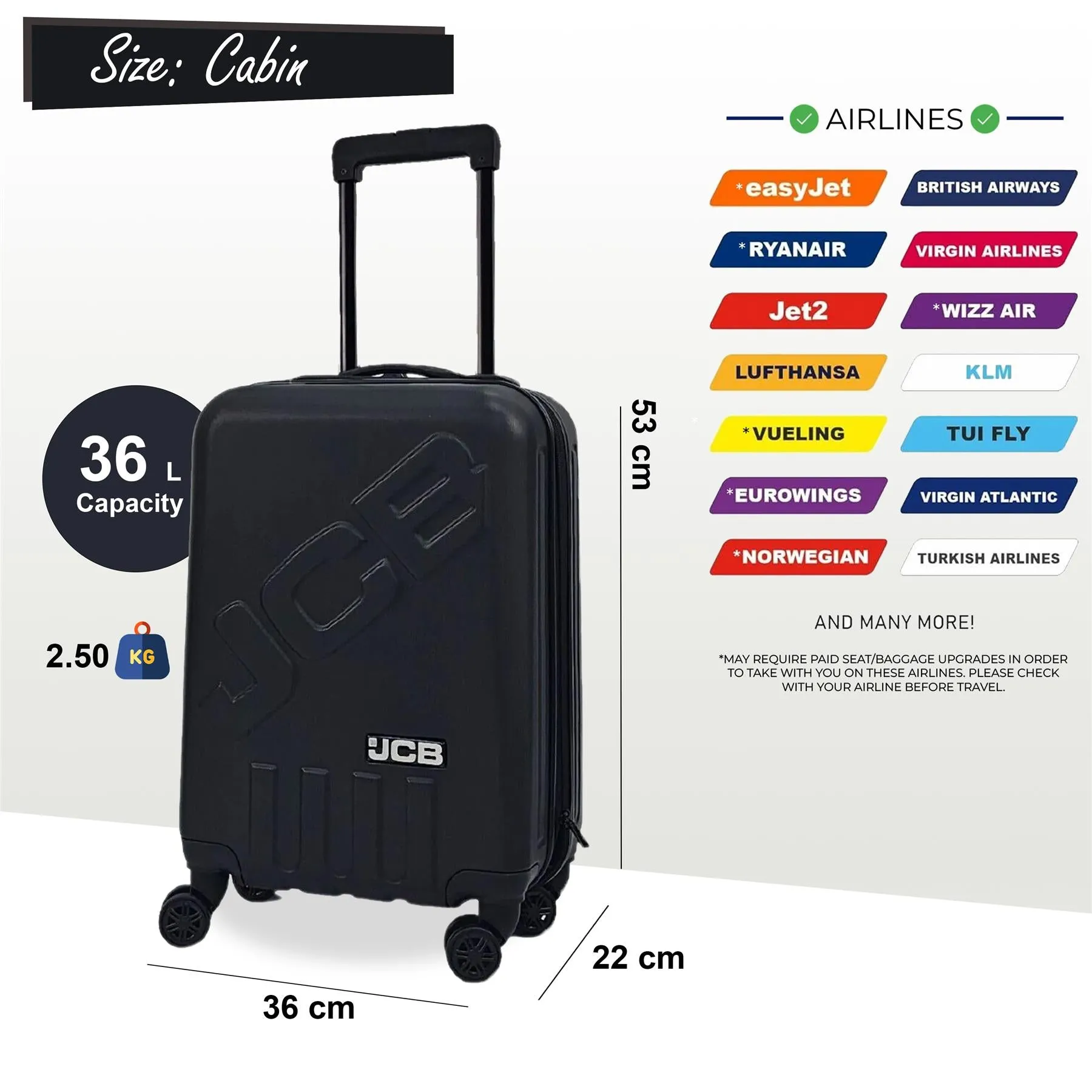 Black Hard Shell Suitcase Set Luggage Travel Bag