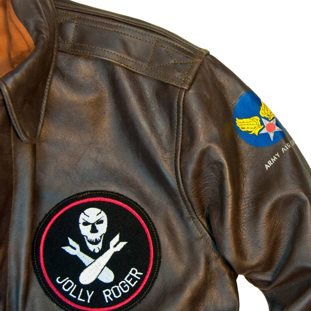 Brown, Military-Style Pinup Jacket: "Bottoms Up" A-2