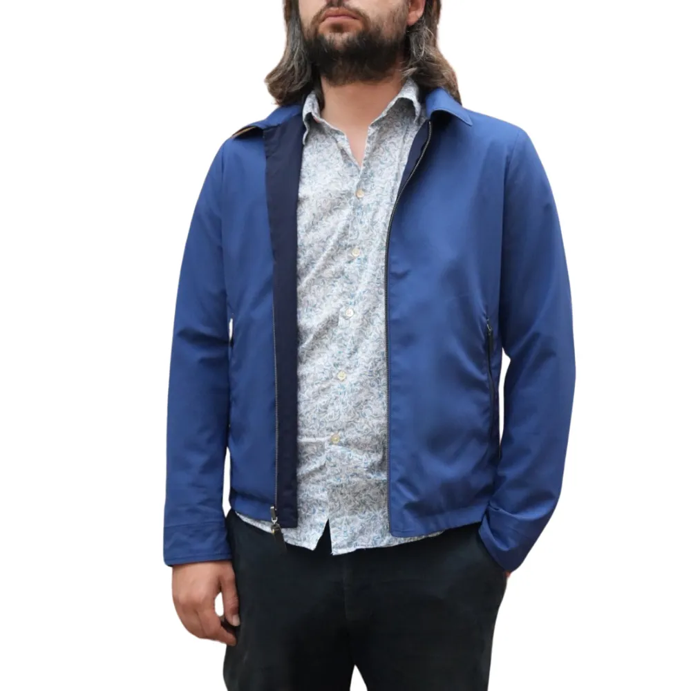 Canali Lightweight Reversible Waterproof Blue And Navy Jacket | Menswear Online