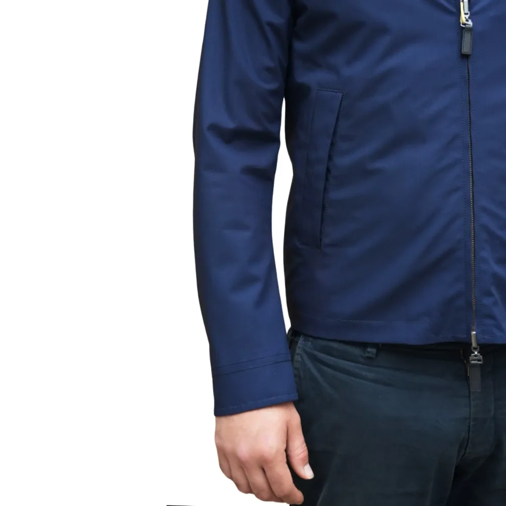 Canali Lightweight Reversible Waterproof Blue And Navy Jacket | Menswear Online