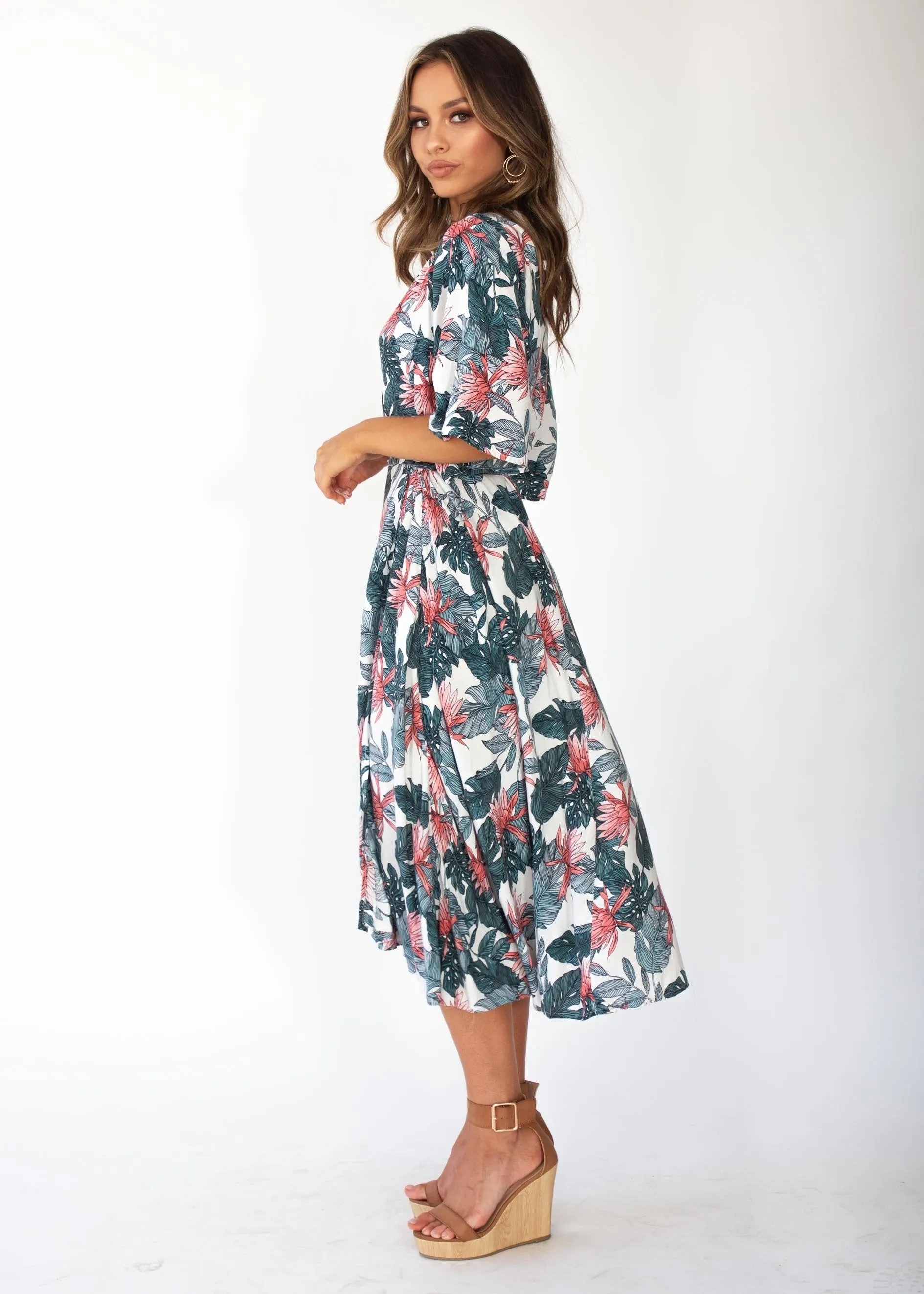 Cara Wrap Midi Dress - Waterlily