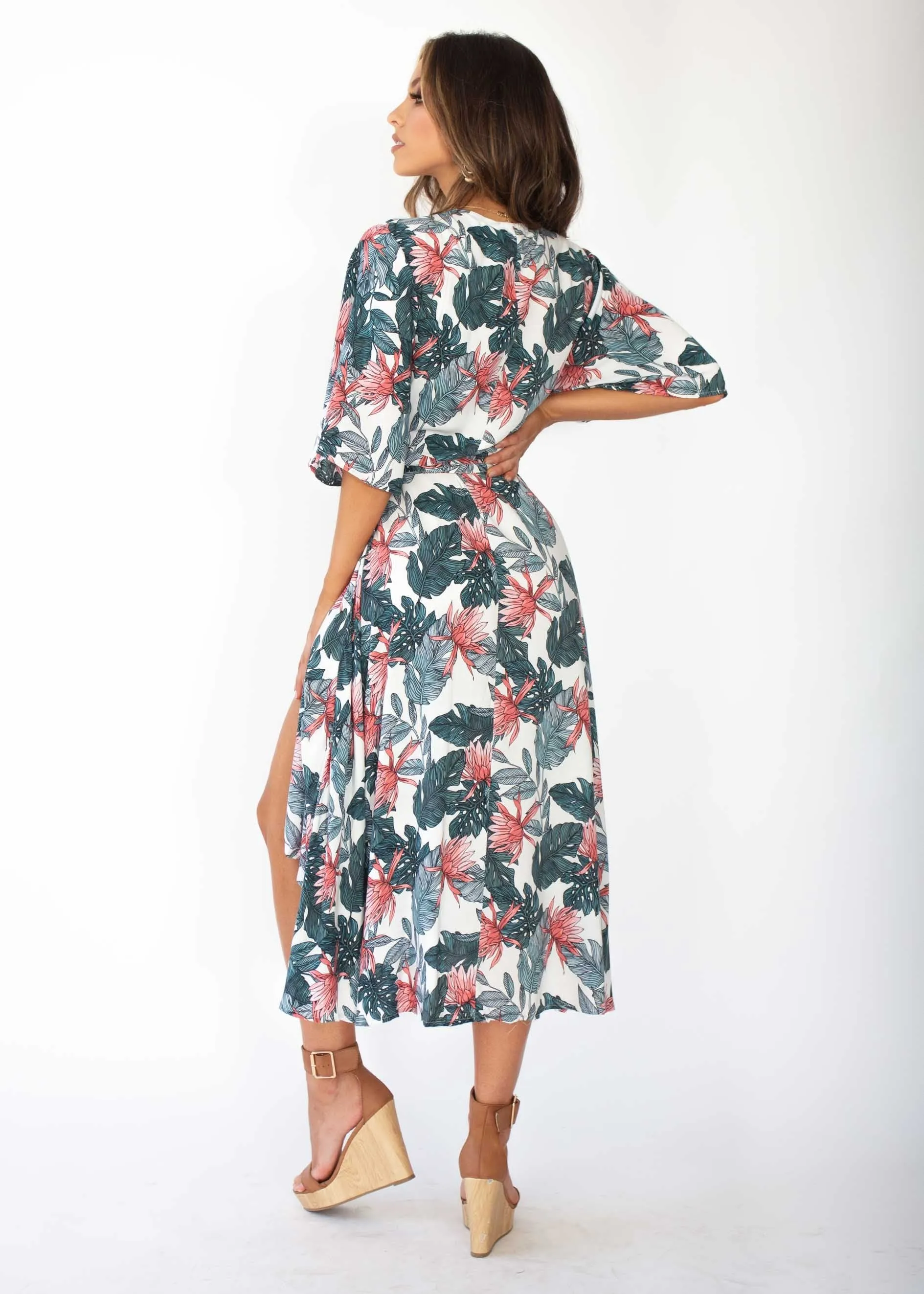 Cara Wrap Midi Dress - Waterlily