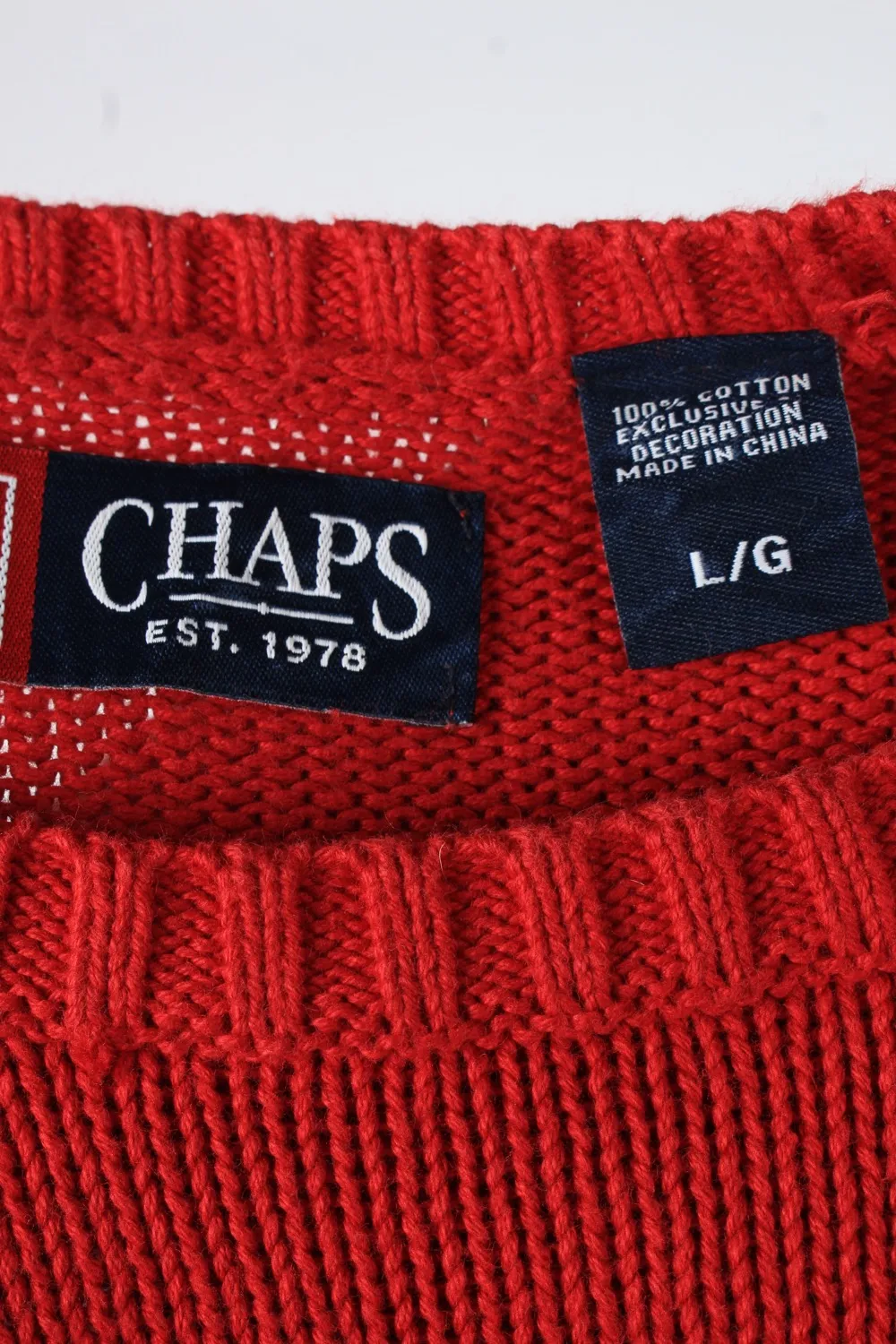 Chaps Crew Neck Jumper Pullover 90s Mens Red L - Pepper Tree London