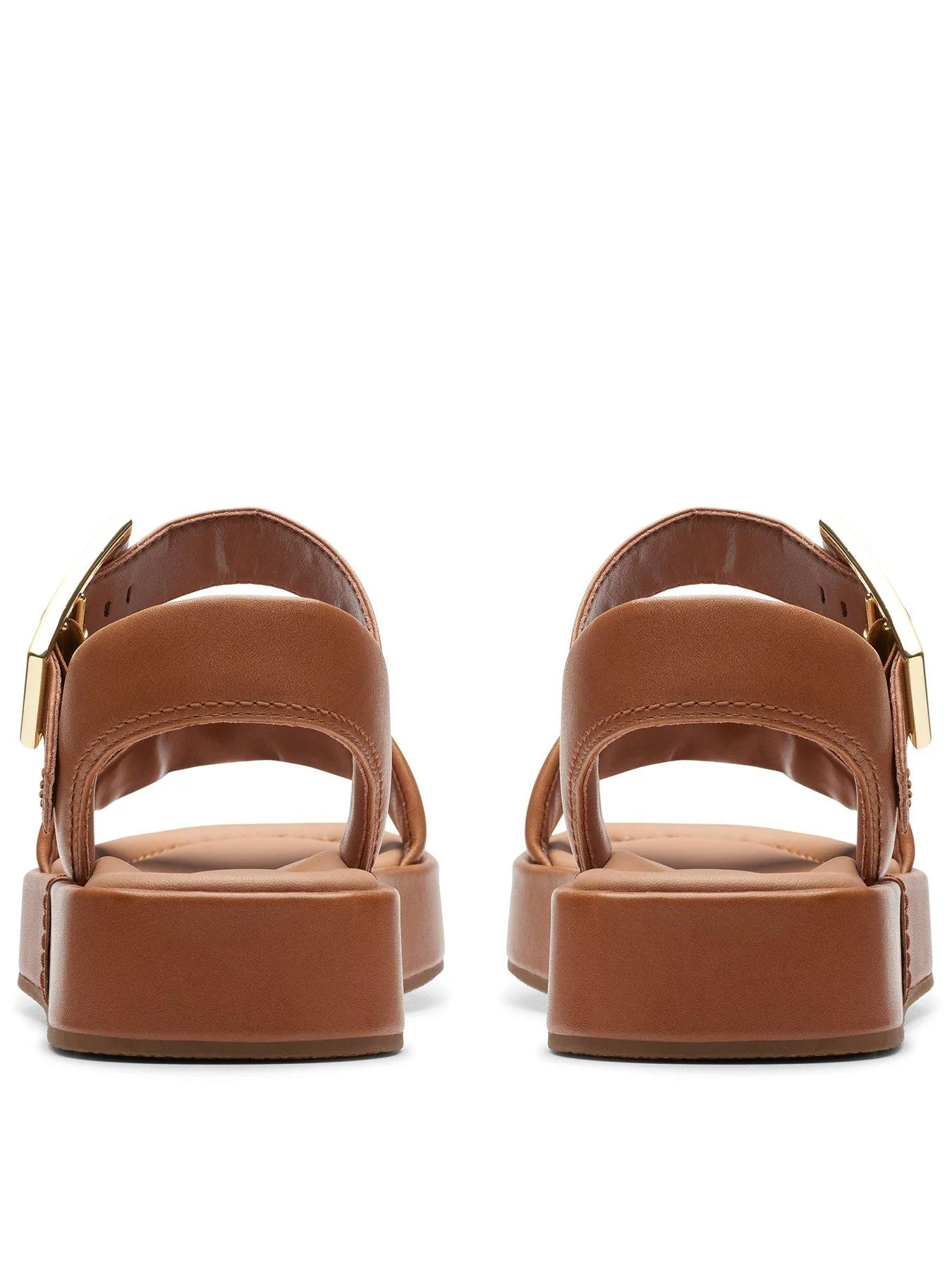 Clarks Alda Strap Wide Fitting Buckle Leather Sandals - Tan