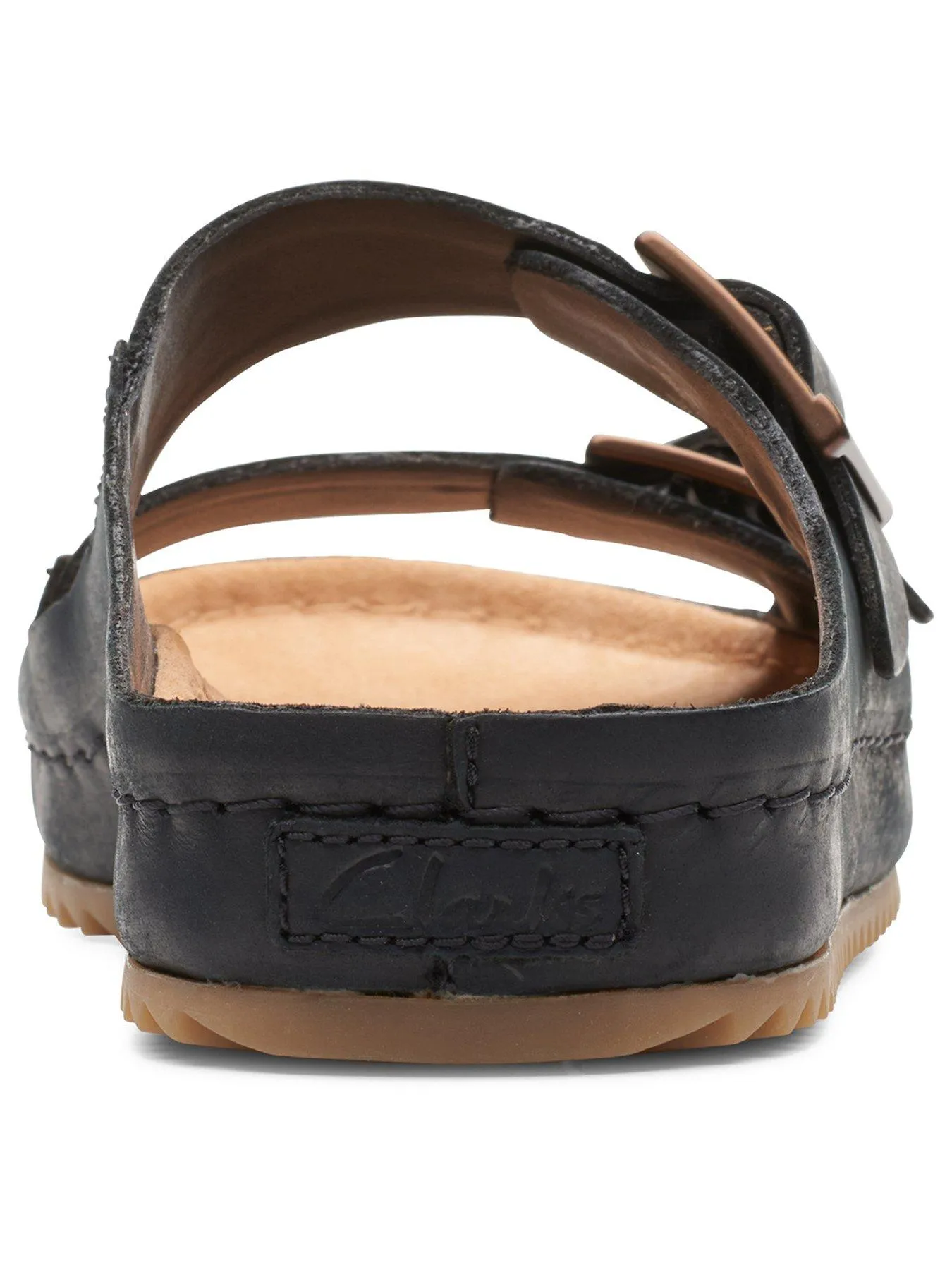 Clarks Brookleigh Sun Flat Sandals - Black Leather