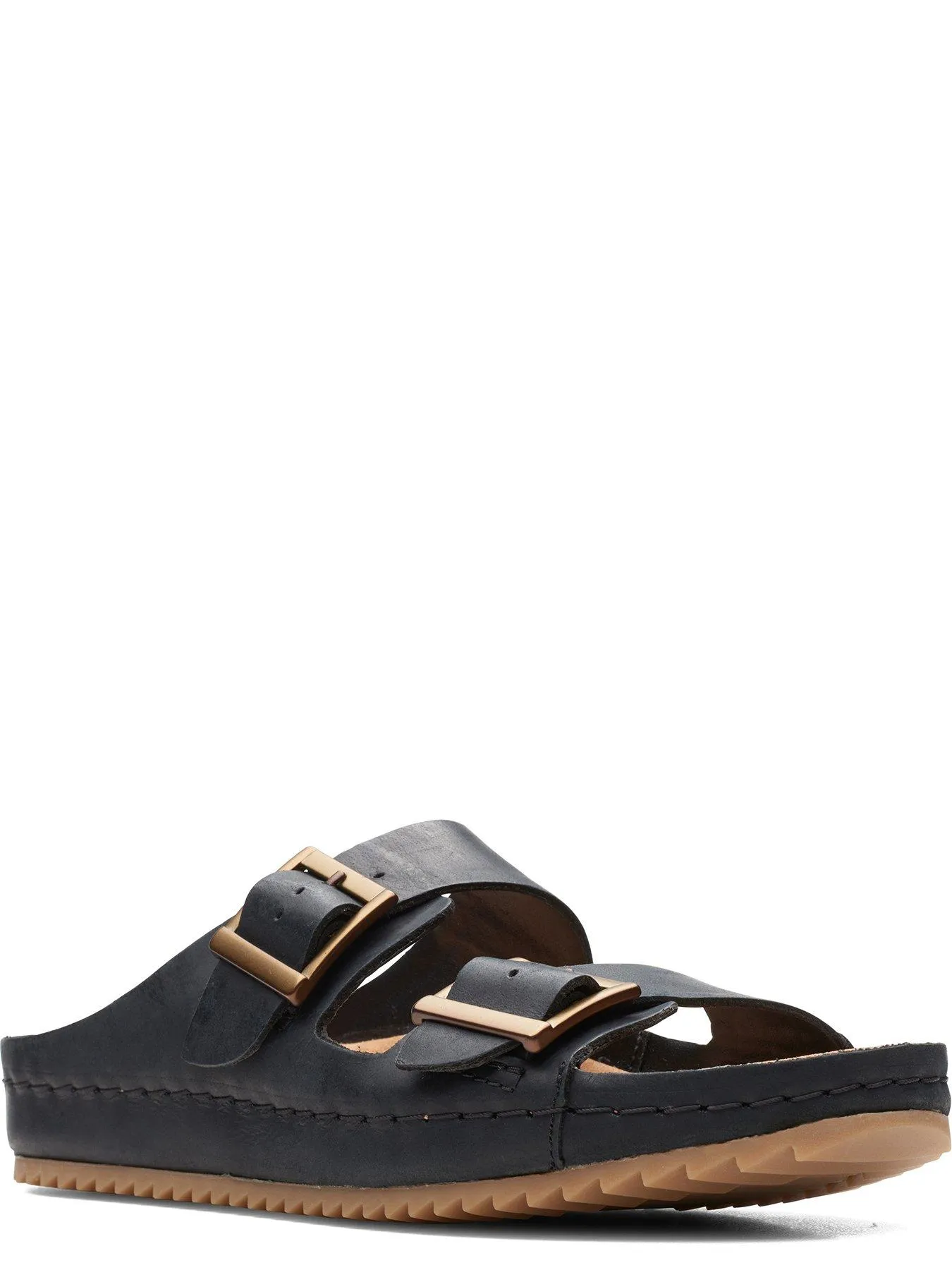 Clarks Brookleigh Sun Flat Sandals - Black Leather