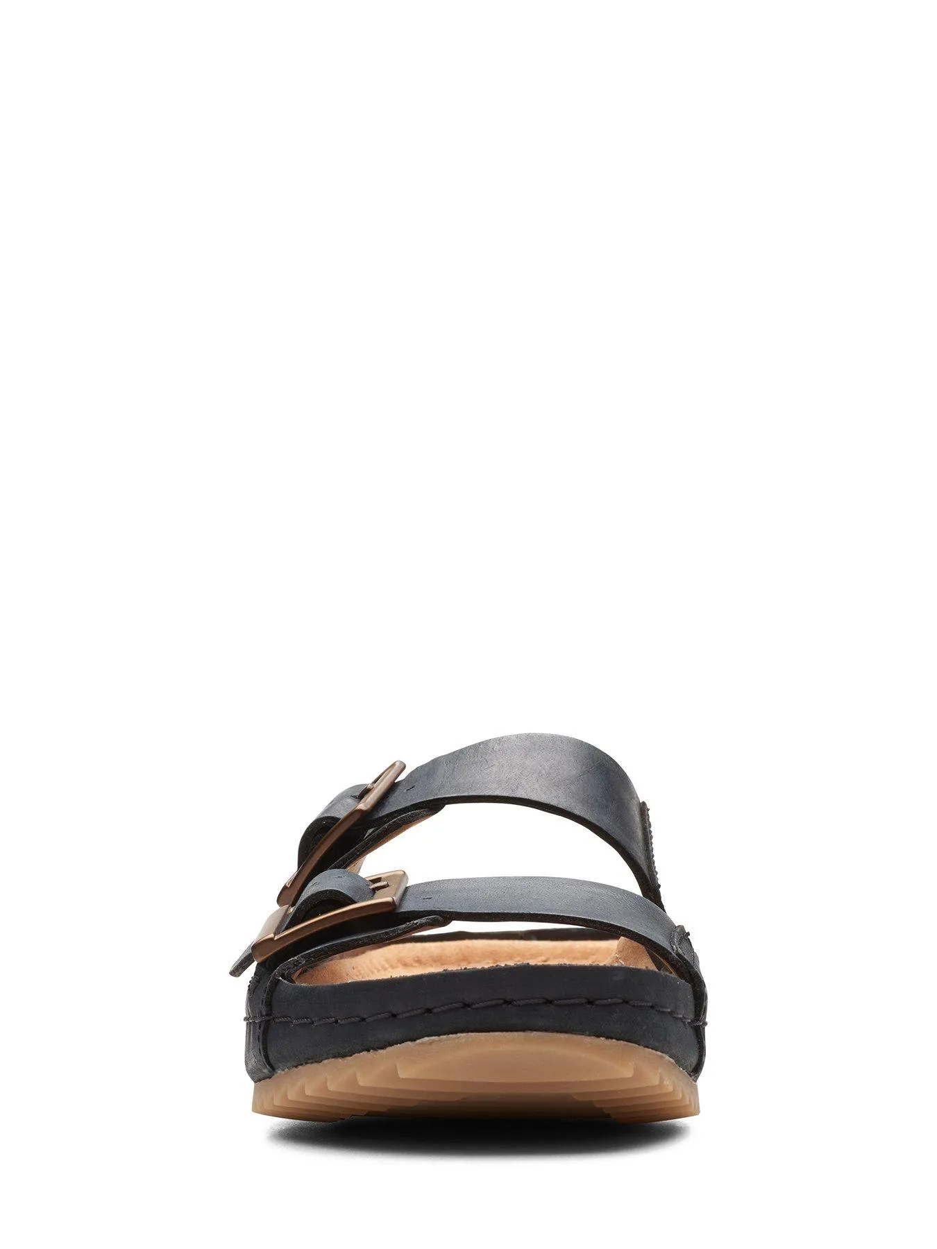 Clarks Brookleigh Sun Flat Sandals - Black Leather