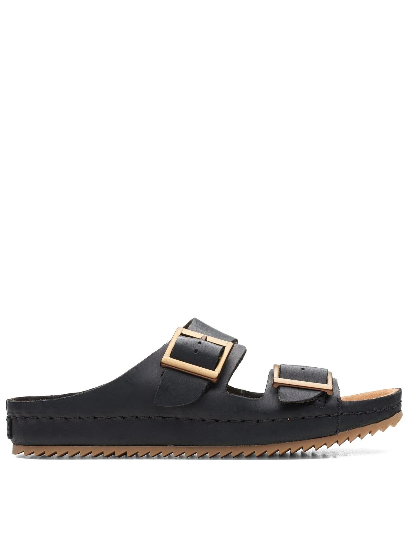 Clarks Brookleigh Sun Flat Sandals - Black Leather