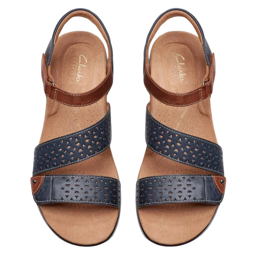 Clarks Kitly Way Navy Leather Sandal (Women's)