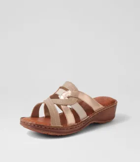 COLORADO Oila Taupe Rose Gold Leather Sandals