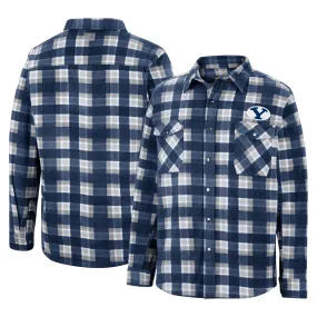 Colosseum BYU Cougars Navy/White Ellis Plaid Full-Snap Shirt Jacket