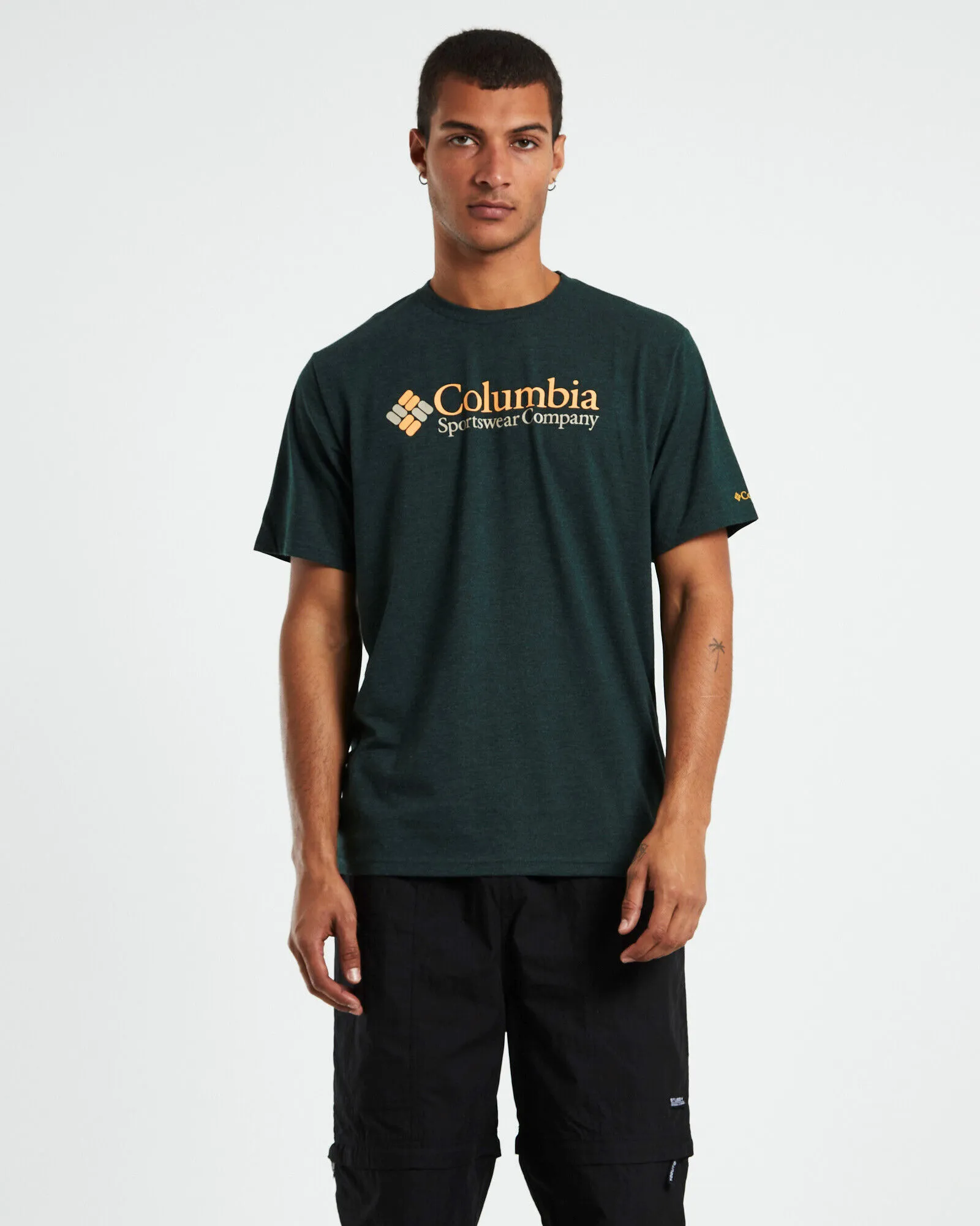 Columbia Retro Logo Short Sleeve T-Shirt Spurce Heather Green