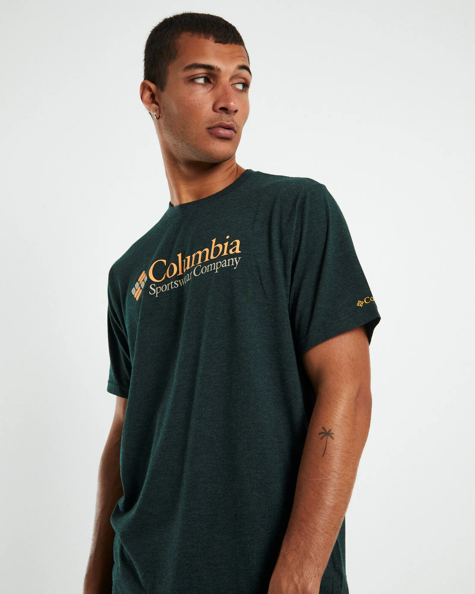 Columbia Retro Logo Short Sleeve T-Shirt Spurce Heather Green