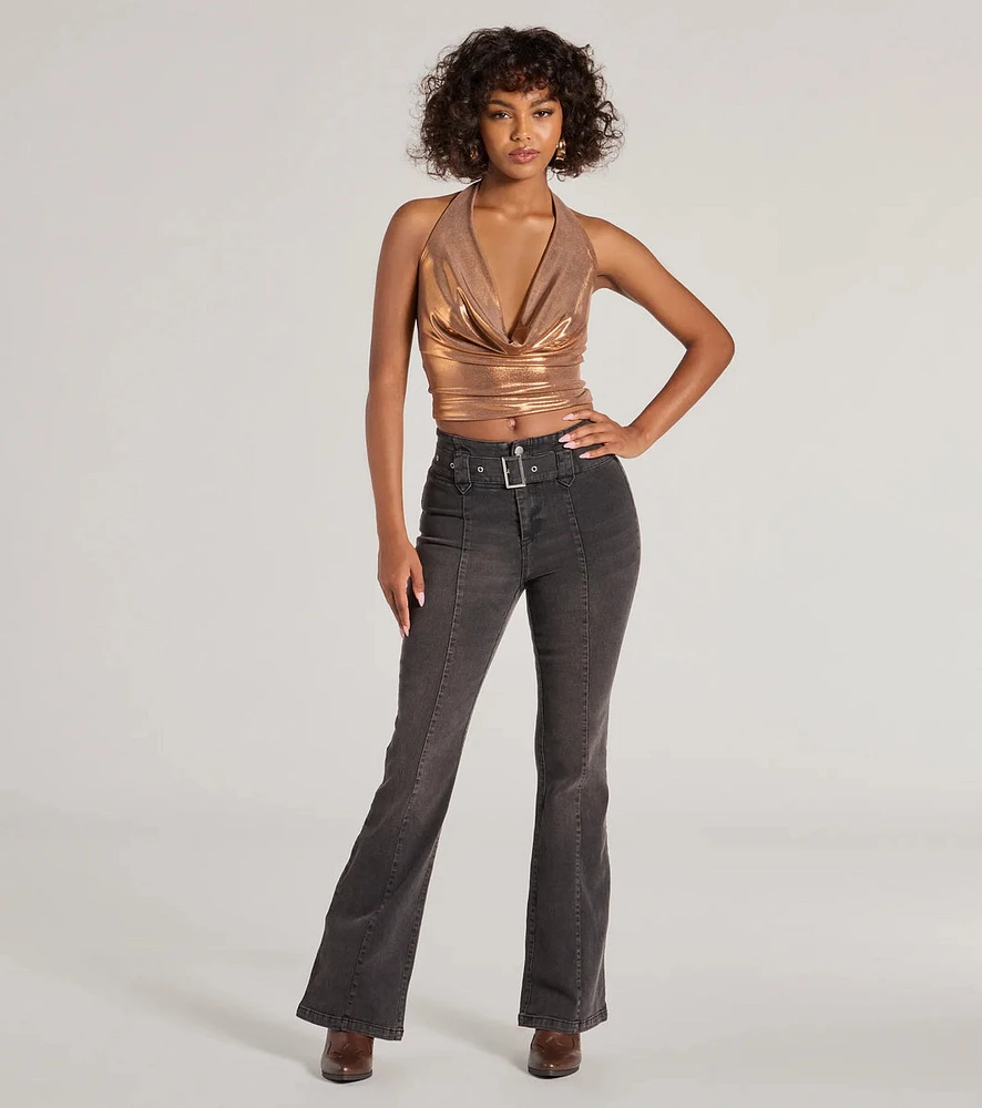 Cool-Girl Era Belted Flare-Leg Jeans