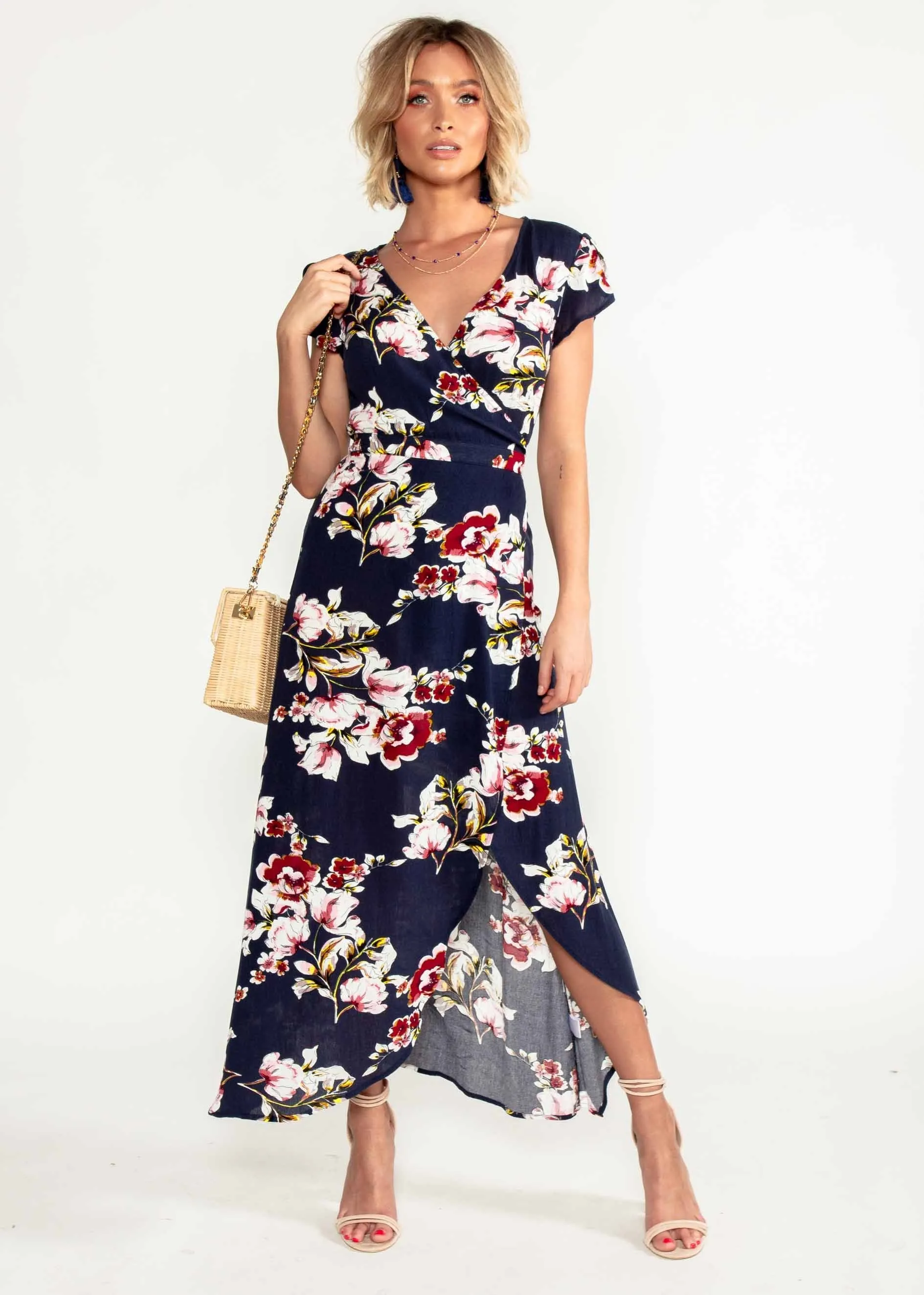 Cortez Maxi Wrap Dress - Roses