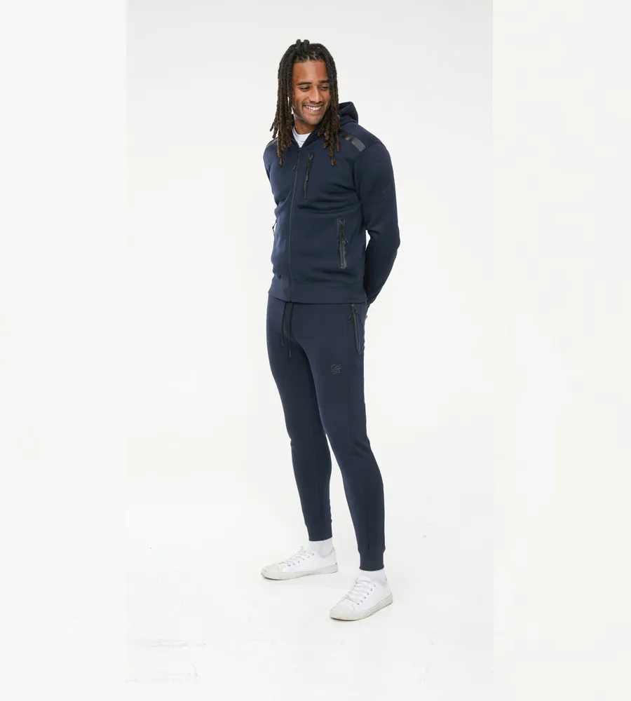 D555 Mens Navy Couture Hoodie With Reversed Zips (GABRIEL)