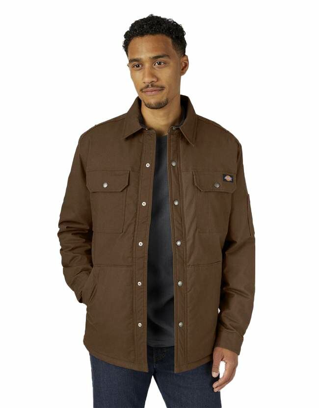 Dickies Men's Flex Duck Hydroshield Shirt Jacket in Timber Brown