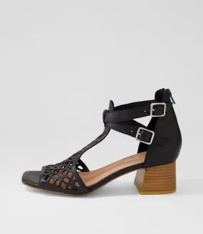 DJANGO & JULIETTE Filib Black Natural Leather Sandals