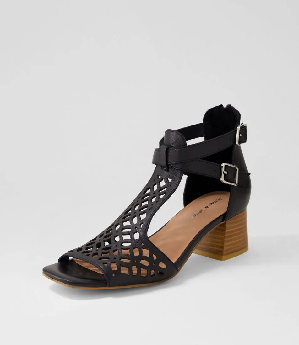 DJANGO & JULIETTE Filib Black Natural Leather Sandals