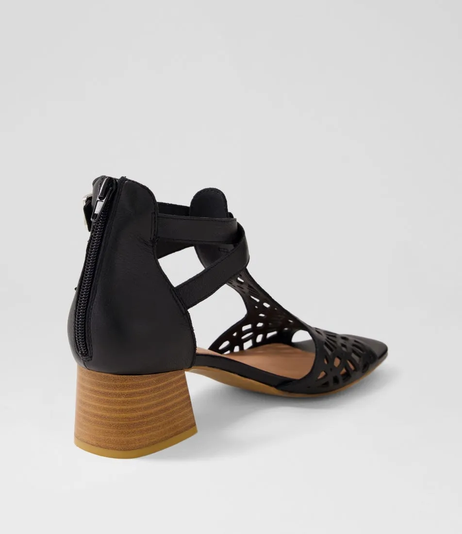 DJANGO & JULIETTE Filib Black Natural Leather Sandals