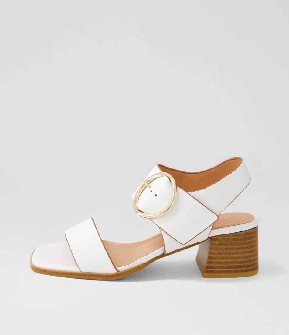 DJANGO & JULIETTE Mathena White Tan Leather Sandals