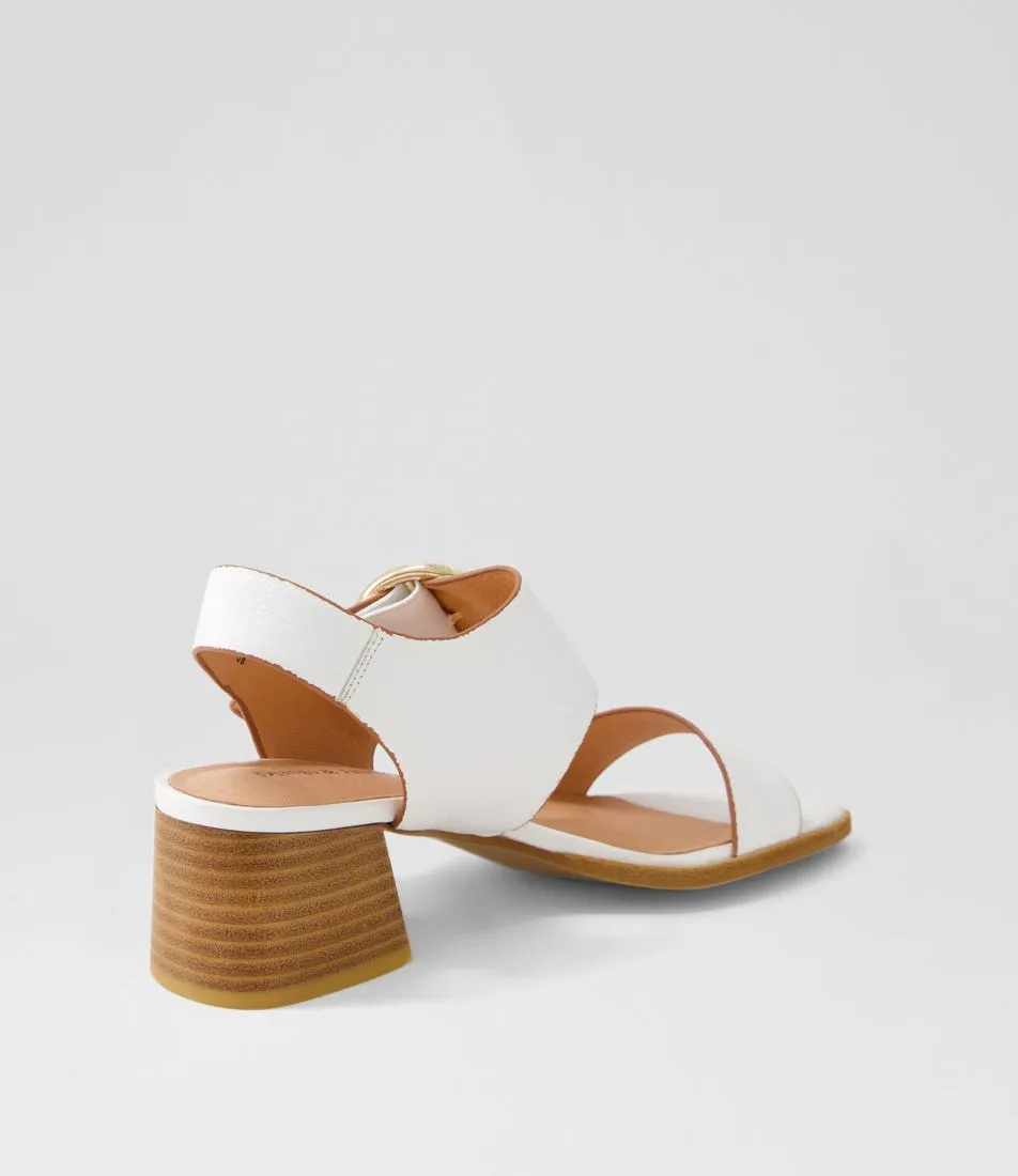 DJANGO & JULIETTE Mathena White Tan Leather Sandals