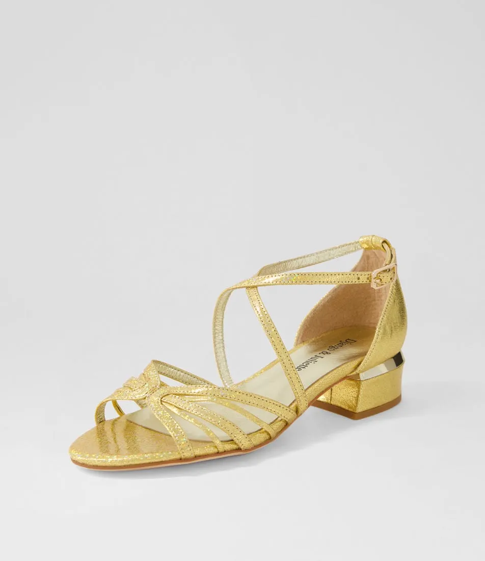 DJANGO & JULIETTE Tenna Gold Glam Leather Sandals