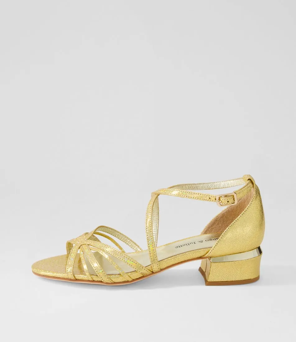 DJANGO & JULIETTE Tenna Gold Glam Leather Sandals