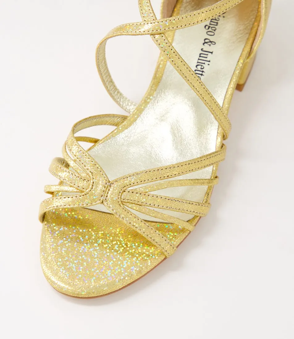 DJANGO & JULIETTE Tenna Gold Glam Leather Sandals