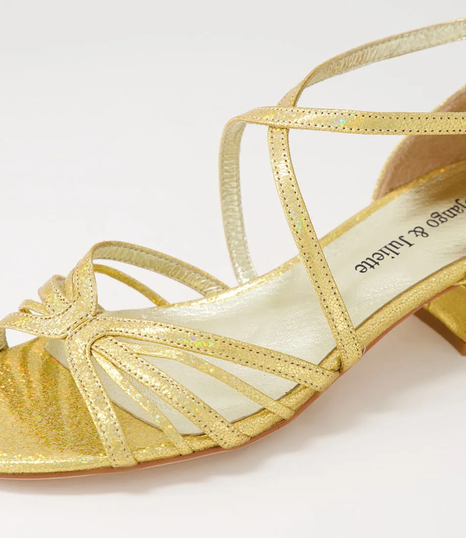 DJANGO & JULIETTE Tenna Gold Glam Leather Sandals