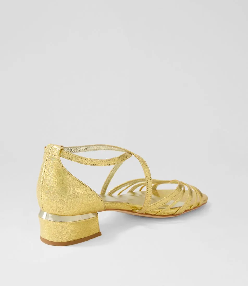 DJANGO & JULIETTE Tenna Gold Glam Leather Sandals