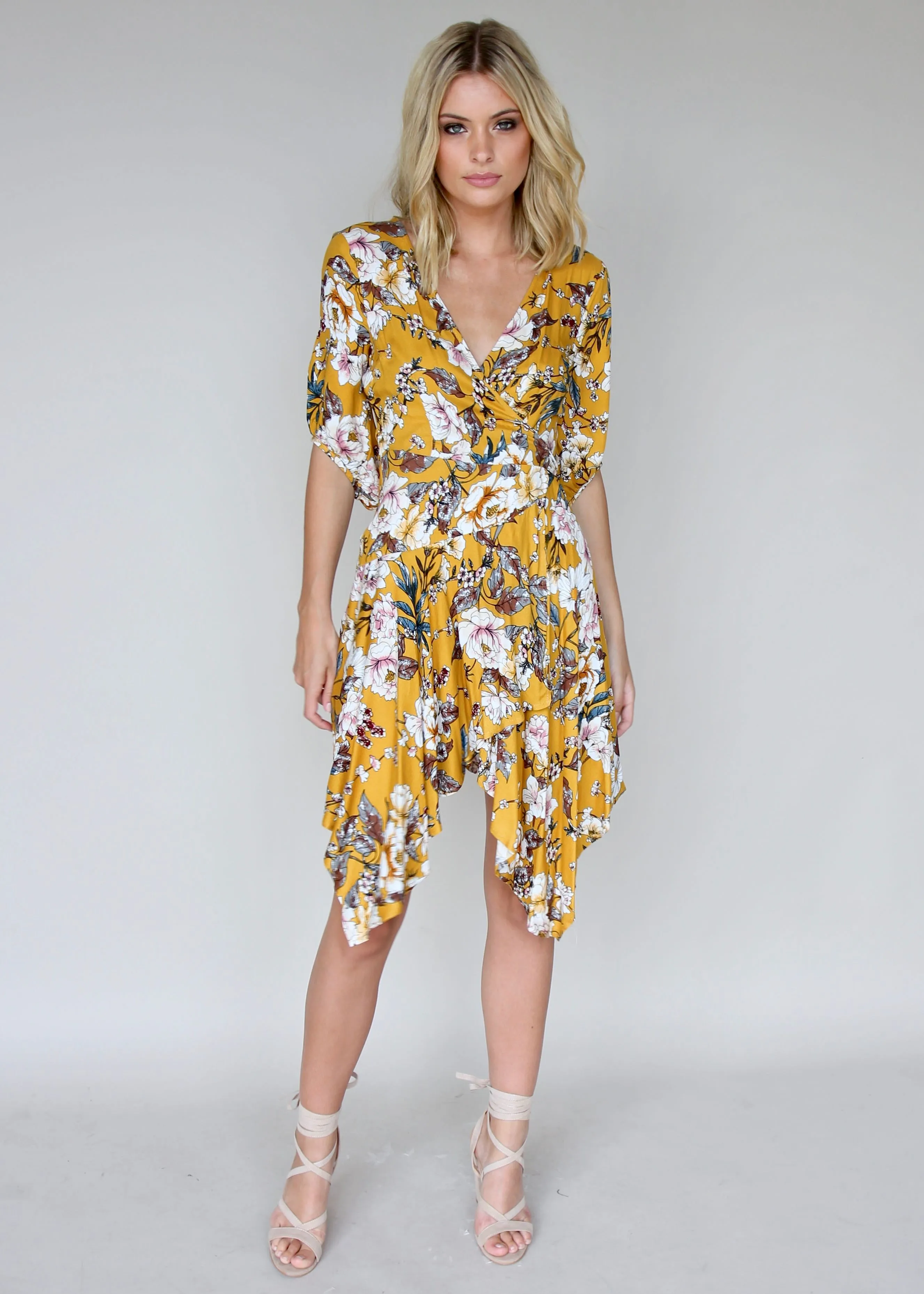 Echo Vibe Wrap Dress - Mustard