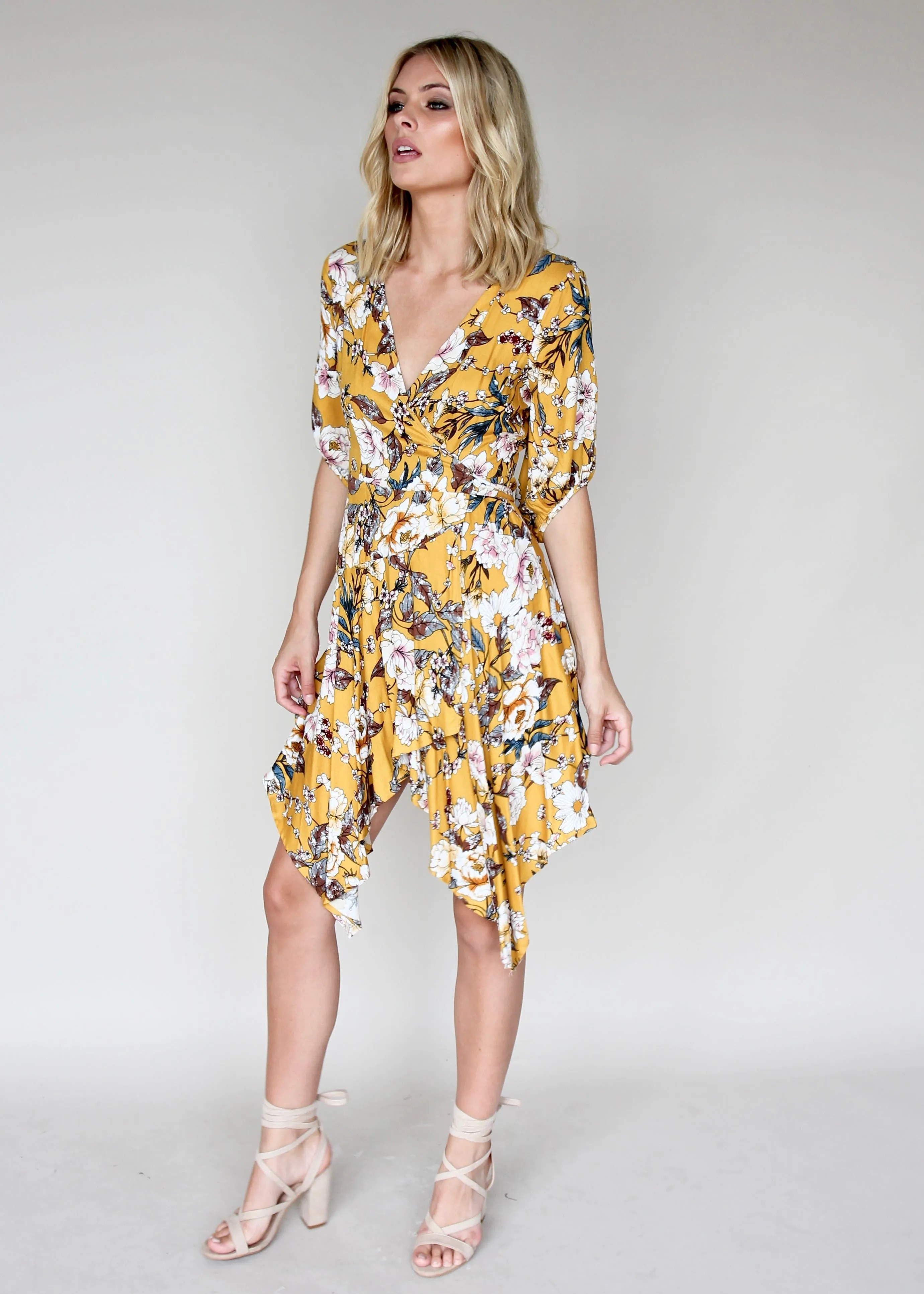 Echo Vibe Wrap Dress - Mustard