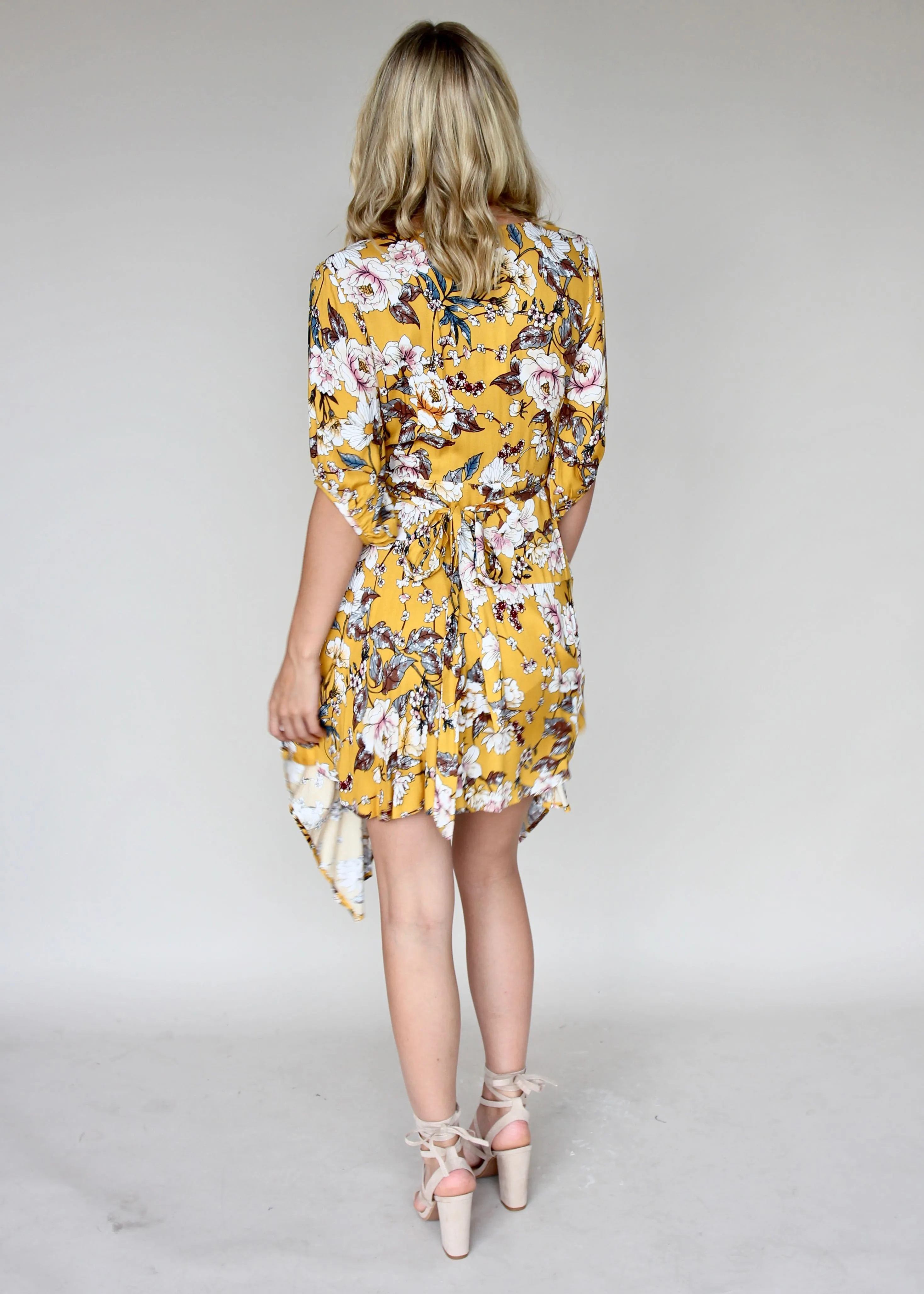 Echo Vibe Wrap Dress - Mustard